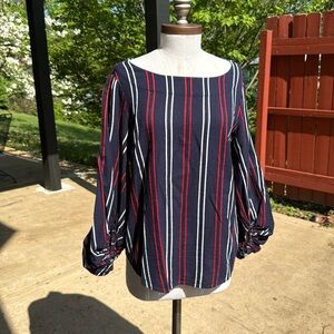 Cabi Striped Navy Blue Women's Top -Size M
